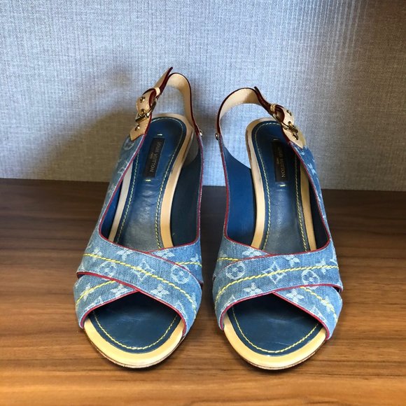 Louis Vuitton Blue Denim Monogram Sandals - Picture 4 of 8